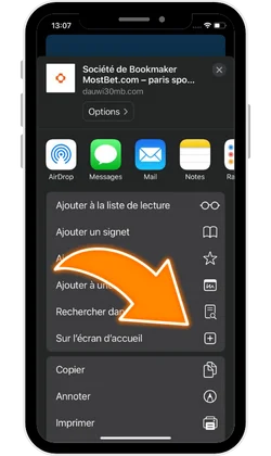 Appuyez sur Partager